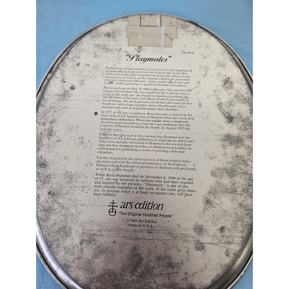 Vintage 1983 Ars Edition Hummel Oval Metal Tray 